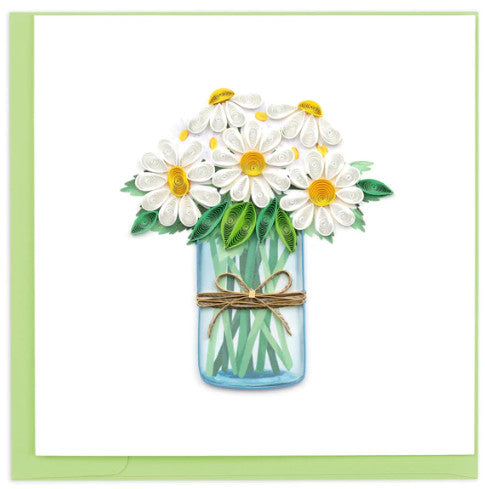 Quilled White Daisies in Jar Greeting Card [BL1391]