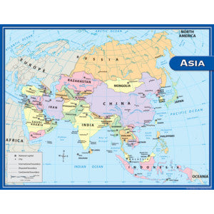 Asia Map Chart 17x22 [TCR7652]