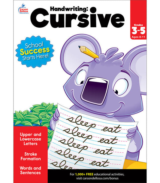 Handwriting: Cursive Workbook Grade 3-5 Paperback [CD704873]