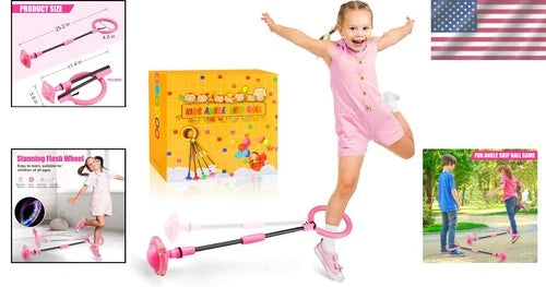 Portable Pink Ankle Skip Ball - Fun Game for Kids Aged 5-10 with Safety Padding