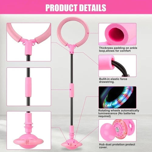 Portable Pink Ankle Skip Ball - Fun Game for Kids Aged 5-10 with Safety Padding