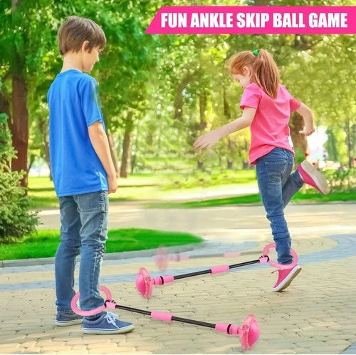 Portable Pink Ankle Skip Ball - Fun Game for Kids Aged 5-10 with Safety Padding
