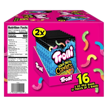 Trolli Sour Brite Crawlers Candy, 5 Oz, 16-Count Individually Packaged