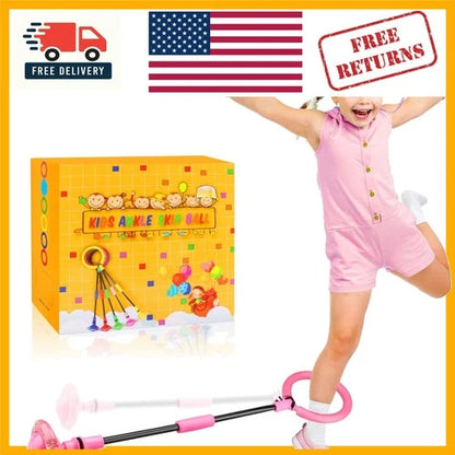 Portable Pink Ankle Skip Ball - Fun Game for Kids Aged 5-10 with Safety Padding