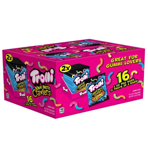 Trolli Sour Brite Crawlers Candy, 5 Oz, 16-Count Individually Packaged