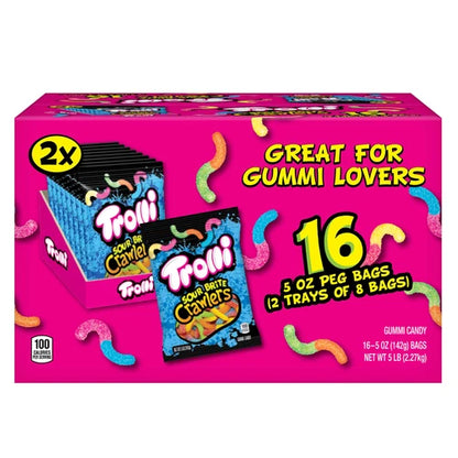 Trolli Sour Brite Crawlers Candy, 5 Oz, 16-Count Individually Packaged