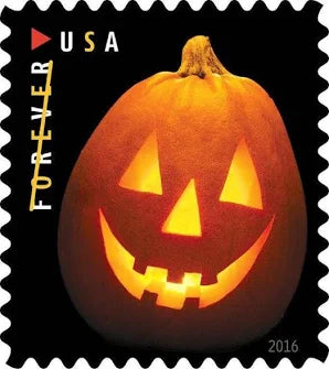 USPS Forever Stamps Sheet - 2016 USPS Jack o Lanterns Forever First Class Postage Stamps