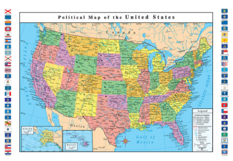 4 Foot United States Map with Flags [72116]