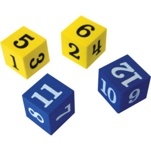 FOAM NUMBERED DICE NUMERALS 1-12 [TCR20609]