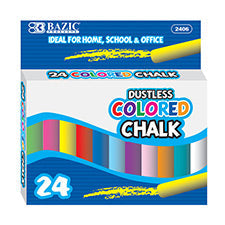 BAZIC Dustless Assorted Color Chalk (24/Box) [2406]