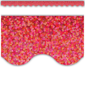 Red Sparkle Scalloped Border Trim [TCR8767]