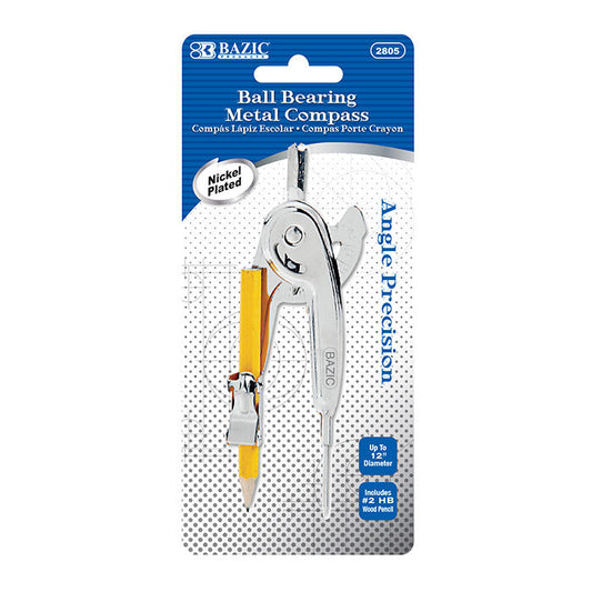 BAZIC Metal Ball Bearing Compass w/ #2 Wood Pencil [2805]