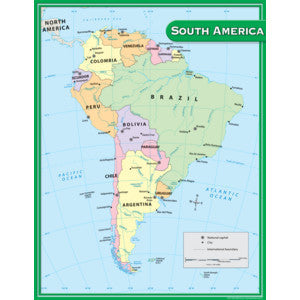 South America Map Chart 17x22 [TCR7656]
