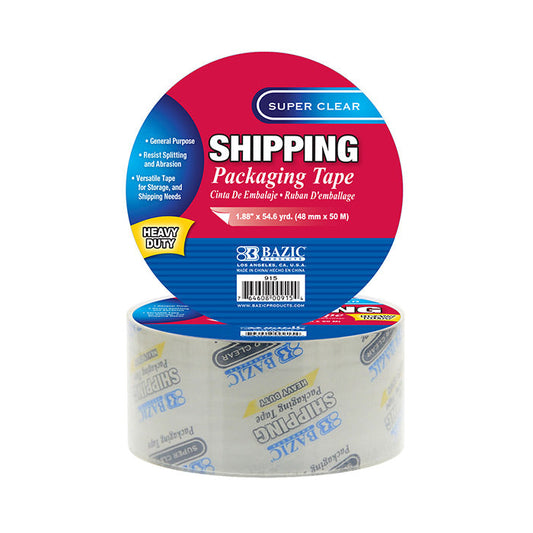 BAZIC 1.88" x 54.6 Yards Super Clear Heavy Duty Shipping Packaging Tape [915]