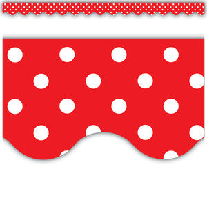 Red Polka Dots Scalloped Border Trim [TCR4665]