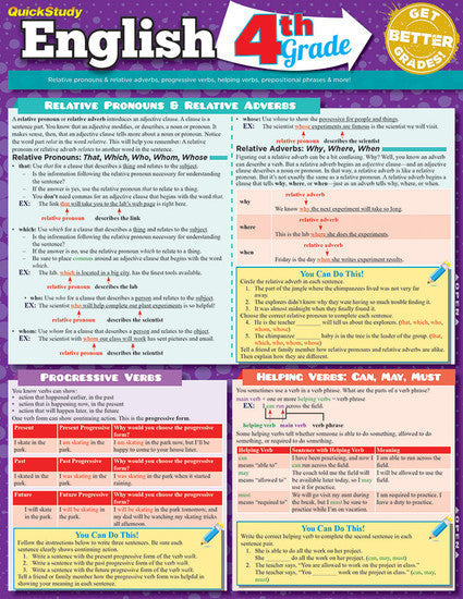 QuickStudy | English 4th Grade Laminated Study Guide [224976]