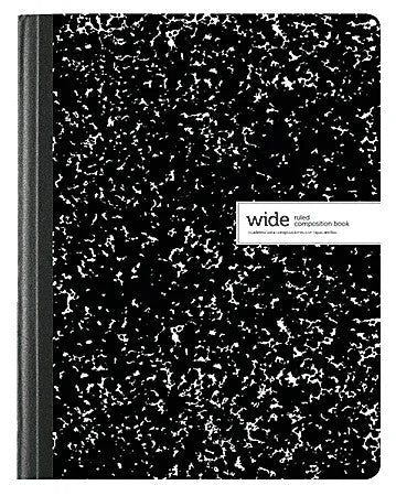 Office Depot Brand Composition Book, 7-1/2" x 9-3/4", Wide Ruled, 100 Sheets, Black/White [588268]