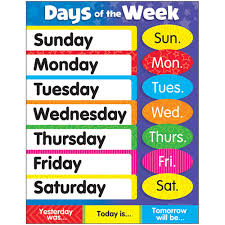 DAYS OF THE WEEK STARS CHART 17x22 [T38203]