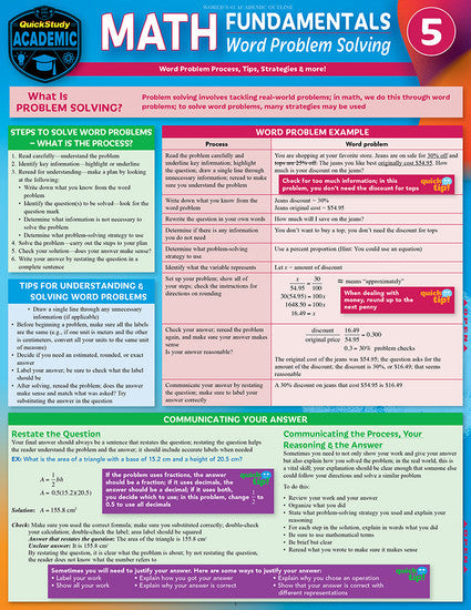 QuickStudy | Math Fundamentals 5: Word Problem Solving Laminated Study Guide [247289]