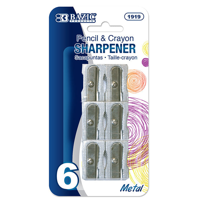 BAZIC Single Hole Metal Pencil Sharpener (6/Pack) [1919]