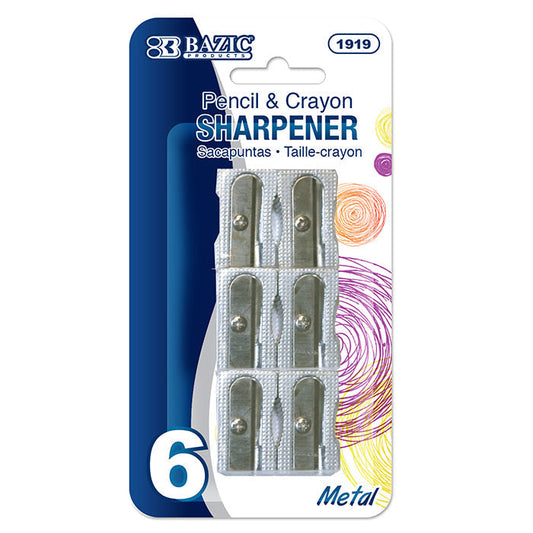 BAZIC Single Hole Metal Pencil Sharpener (6/Pack) [1919]