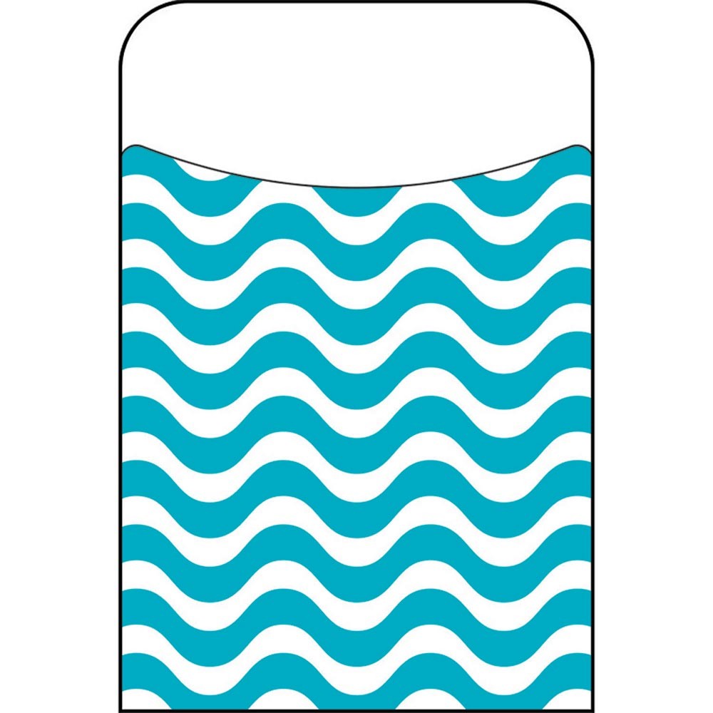 Wavy Teal Library Pockets [T77041]
