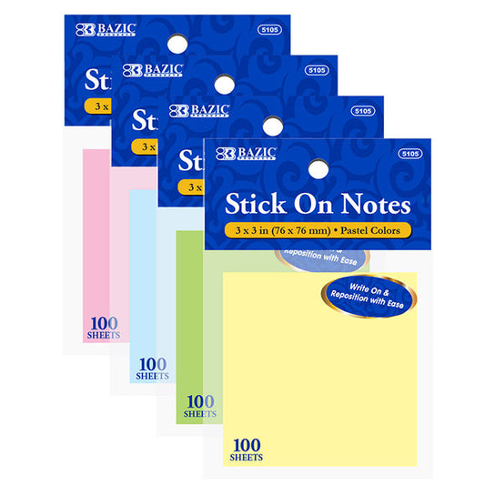 BAZIC 100 Ct. 3 X 3 Stick On Note [5105]