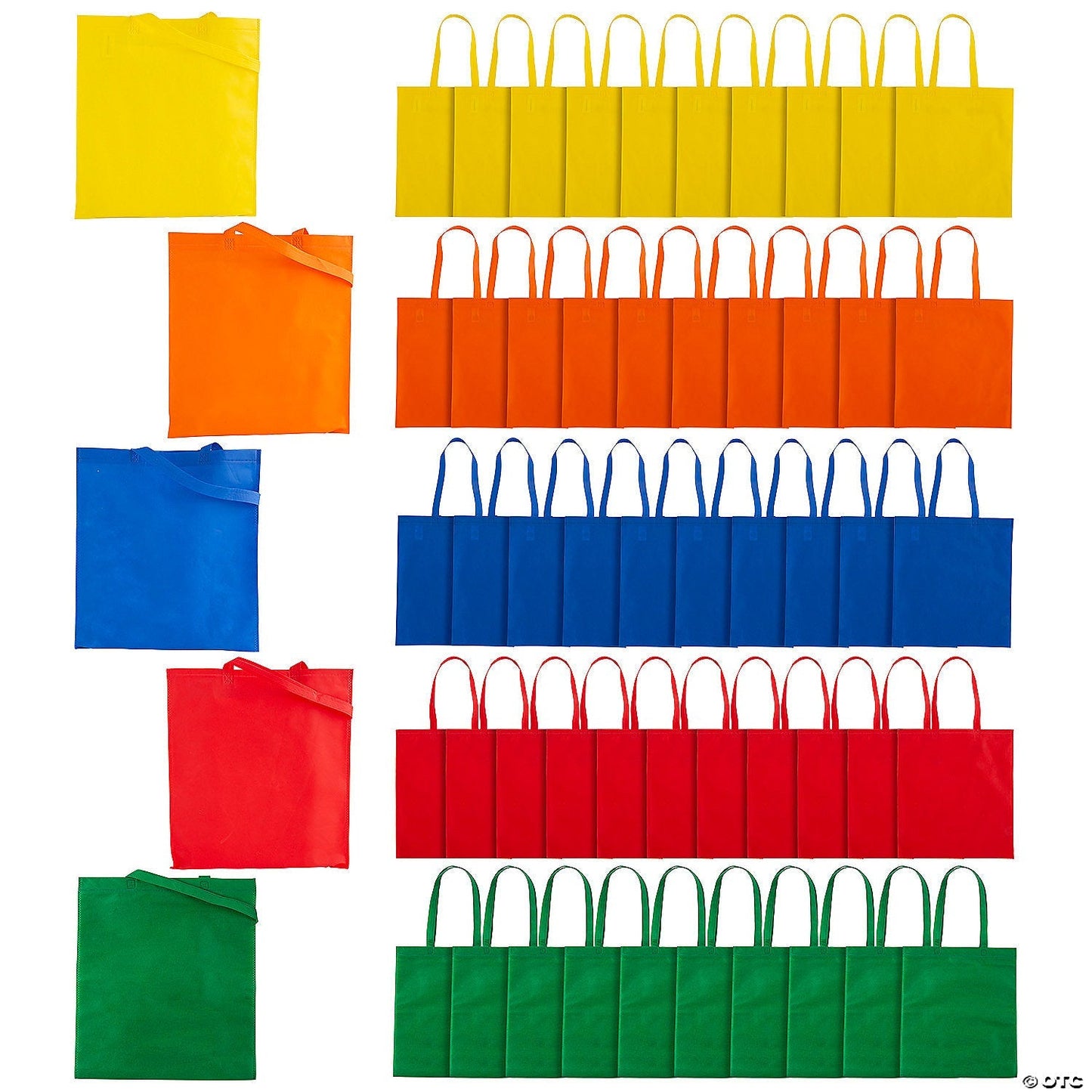 Bulk 50 Pc. Large 15" x 17" Solid Color Nonwoven Tote Bag Assortment [14/740]