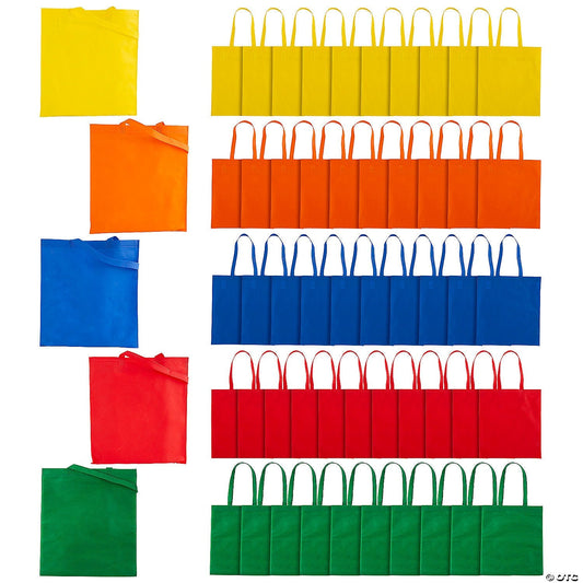 Bulk 50 Pc. Large 15" x 17" Solid Color Nonwoven Tote Bag Assortment [14/740]