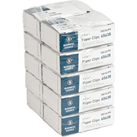 Business Source #1 Paper Clips No. 1 Ridged Finish, 100/ Pack, Silver 65638