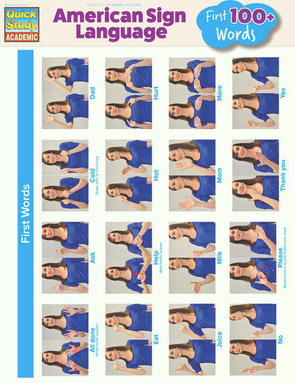 QuickStudy | American Sign Language: First 100+ Words Laminated Study Guide [228561]