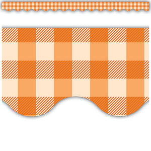 Orange Gingham Scalloped Border Trim [TCR5999]