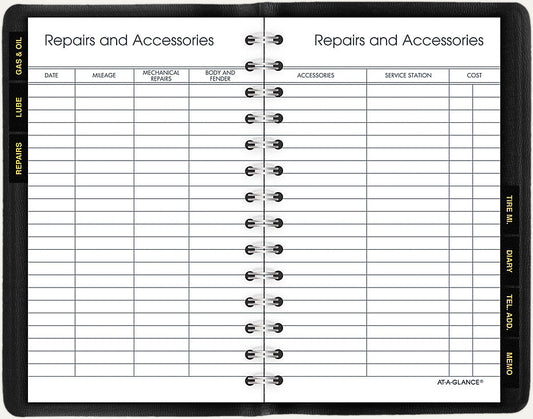 AT-A-GLANCE AUTO RECORD BOOK BLACK