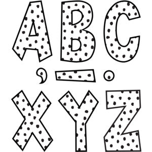 Black Painted Dots on White 7" Fun Font Letters [TCR70102]