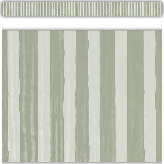 Classroom Cottage Sage Green Stripes Straight Border Trim [TCR7179]