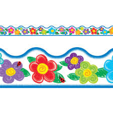 Crayon Flowers Border Trim [T92146]