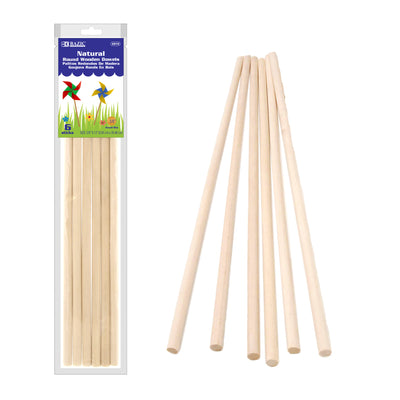 Wooden Dowel Round Natural 3/8" x 12" (6/Bag) [6810]