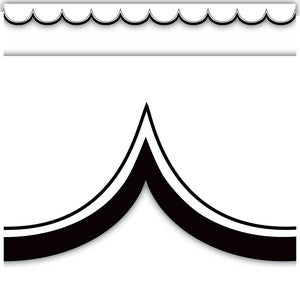 White with Black Scalloped Die-Cut Border Trim [TCR3951]