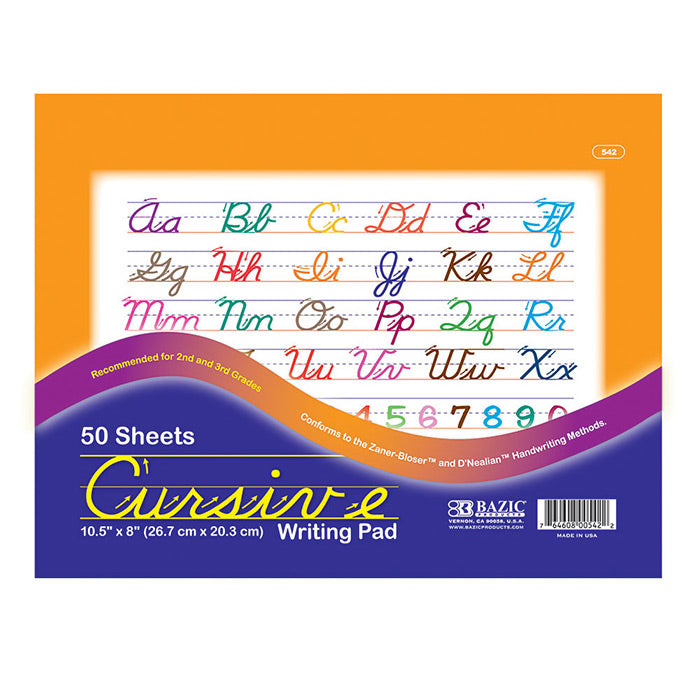 BAZIC 50 Ct. 10.5 X 8 Cursive Writing Pad [542]