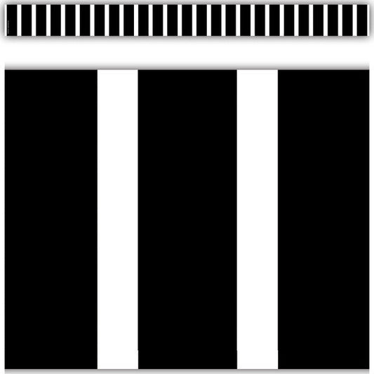 Black and White Vertical Stripes Straight Border Trim [TCR3935]