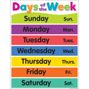 Colorful Days of the Week Chart 17x22 [TCR7489]