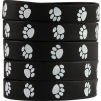 Black with White Paw Prints Wristbands [TCR6570]