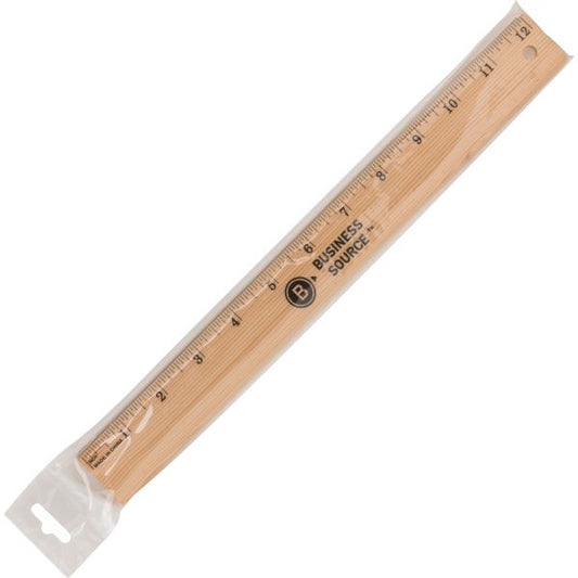 Wood 12 Inch Ruler with Brass Blade, 1/16 Graduations [BSN32360]
