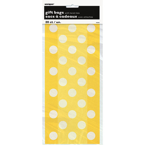 PARTY BAGS - LARGE YELLOW POLKA 25CT [37953009]